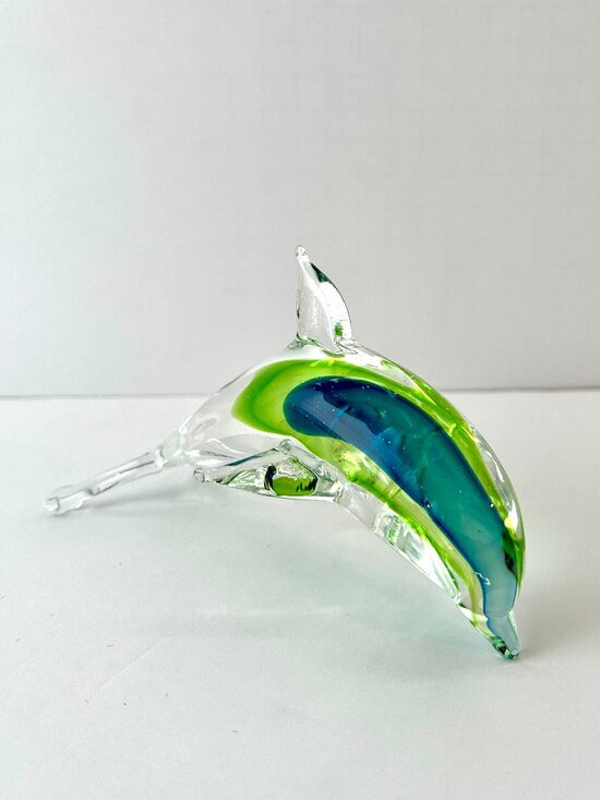 Unbranded Other - Hand-blown Artisan Glass Dolphin Figure, Sommerso Technique, 6.5" EC